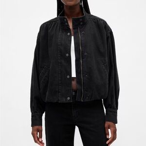 NWT Gap Black Women's denim  bubble jacket